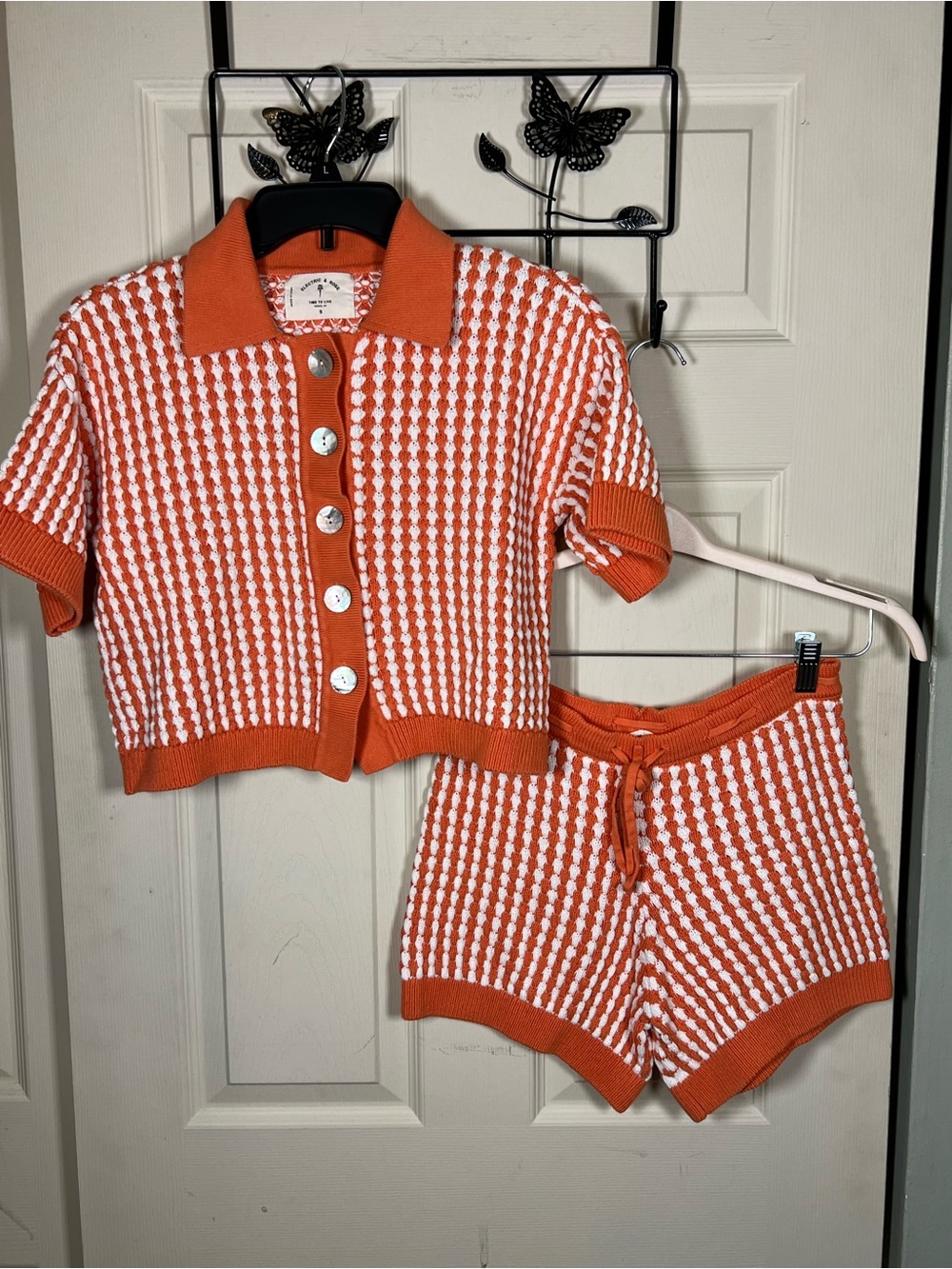 Electric & Rose Jaclyn Knit Shirt & Suzie Knit Short Set, Tangerine, Small